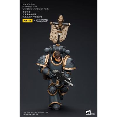 Warhammer The Horus Heresy Figura 1/18 Space Wolves Grey Slayer Pack Grey Slayer With Legion Vexilla 12 cm