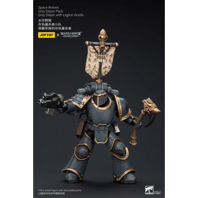 Warhammer The Horus Heresy Figura 1/18 Space Wolves Grey Slayer Pack Grey Slayer With Legion Vexilla 12 cm
