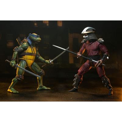 Tortugas Ninja (1990 Movie) Figura Roof Top Battle Shredder vs Leo 18 cm